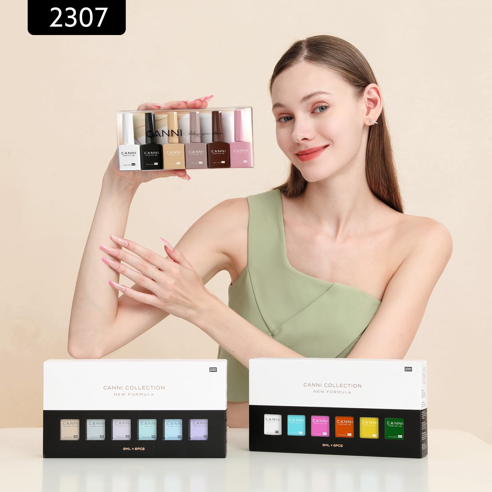 CANNI 9ml Hema-Free Gel Nail Polish Set – 6 Fall Colors (White, Black, Nude, Pink, Brown) Soak-Off LED Kit