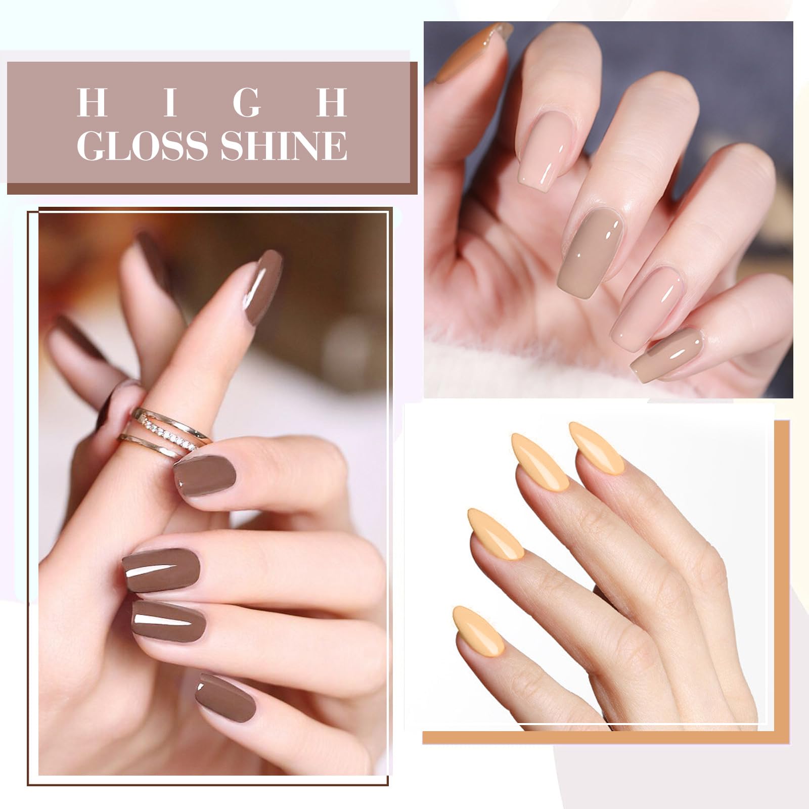 CANNI 6 Colors 9 ml Hema-Free Gel Nail Polish Set – Chocolate Brown Nude Fall Gel Kit