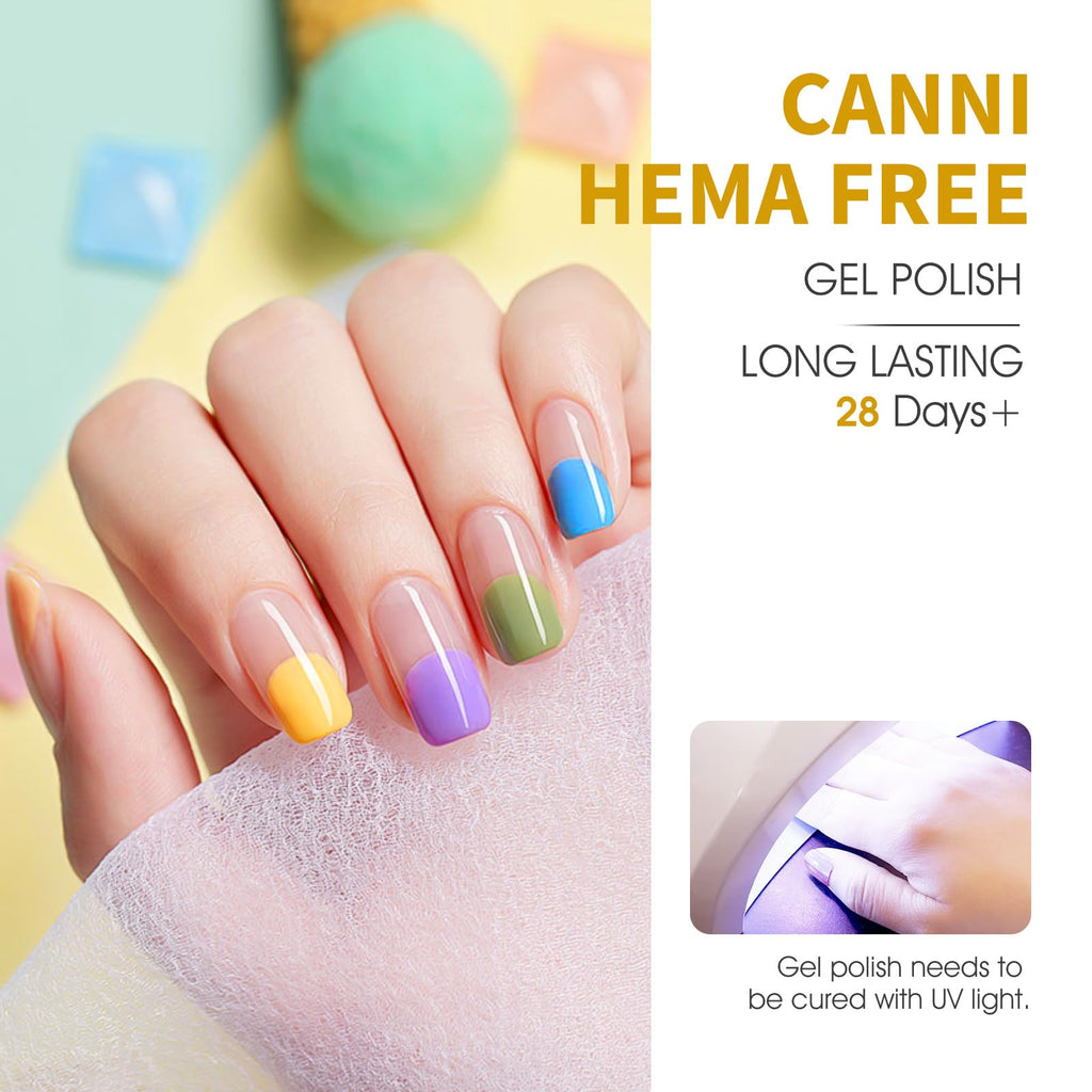CANNI Gel Nail Polish Set – Bright Rainbow 6 Colors, 9ml | High Gloss UV/LED