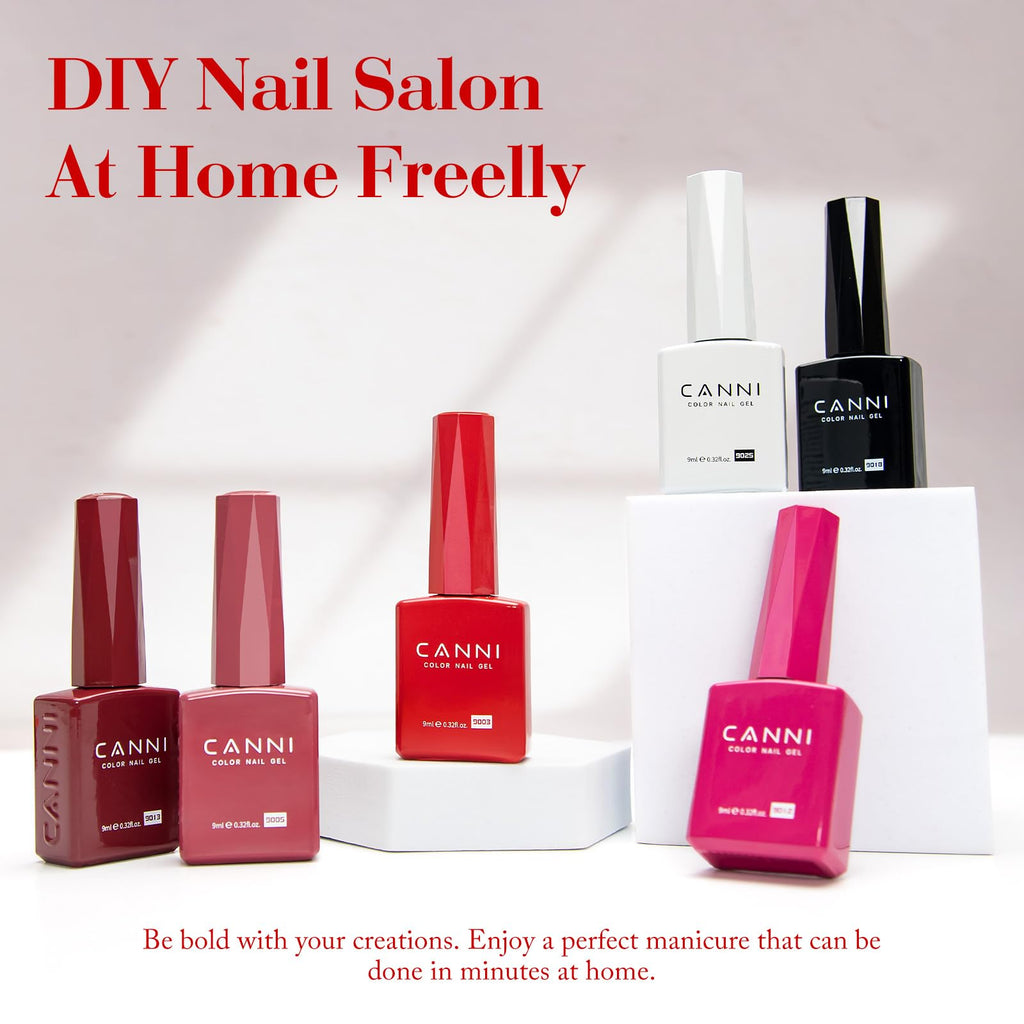 CANNI Gel Nail Polish Set – 6 Classic Colors (9ml) | HEMA-Free, Low Odor, UV/LED Cure