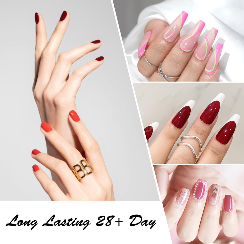 CANNI 30-Pcs Red Gel Nail Polish Set – 9ml, Fire to Burgundy, Soak-Off UV/LED