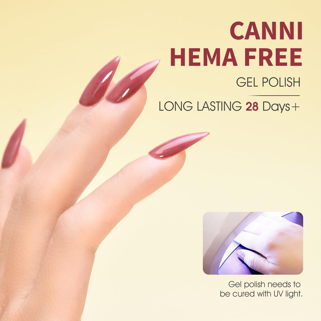 CANNI 6 Colors 9ml HEMA-free Jelly Brown Gel Nail Polish Set – LED Home Gel Kit