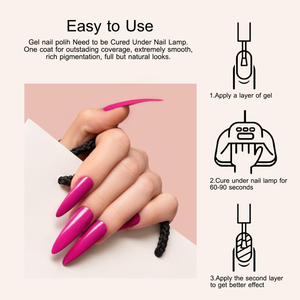 CANNI 9ml Hema-Free Gel Nail Polish Set – 6 Fall Colors (White, Black, Nude, Pink, Brown) Soak-Off LED Kit