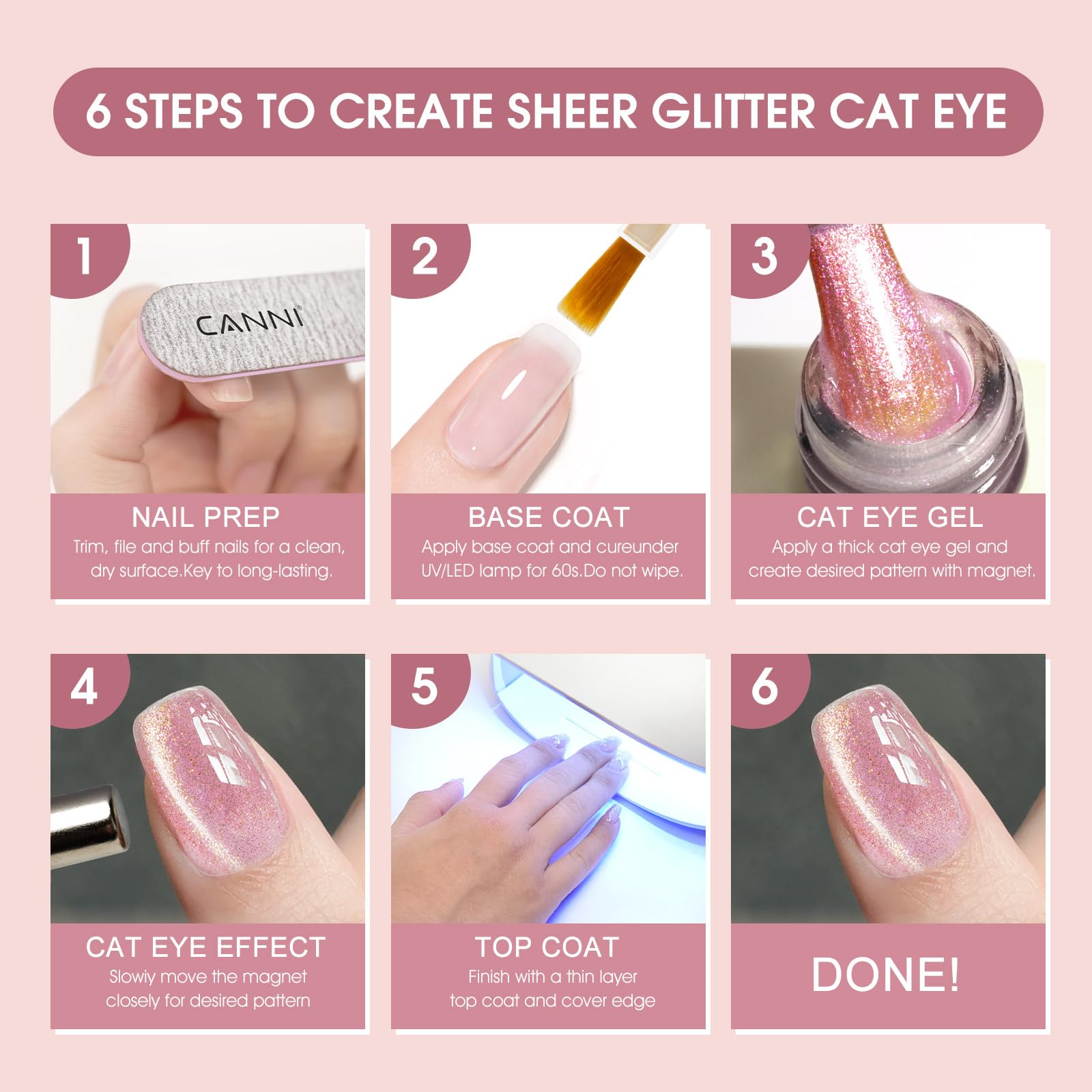 CANNI Glitter Gel Nail Polish Set – 8 Pcs, 9 ml Each, Soak Off, UV/LED Ready