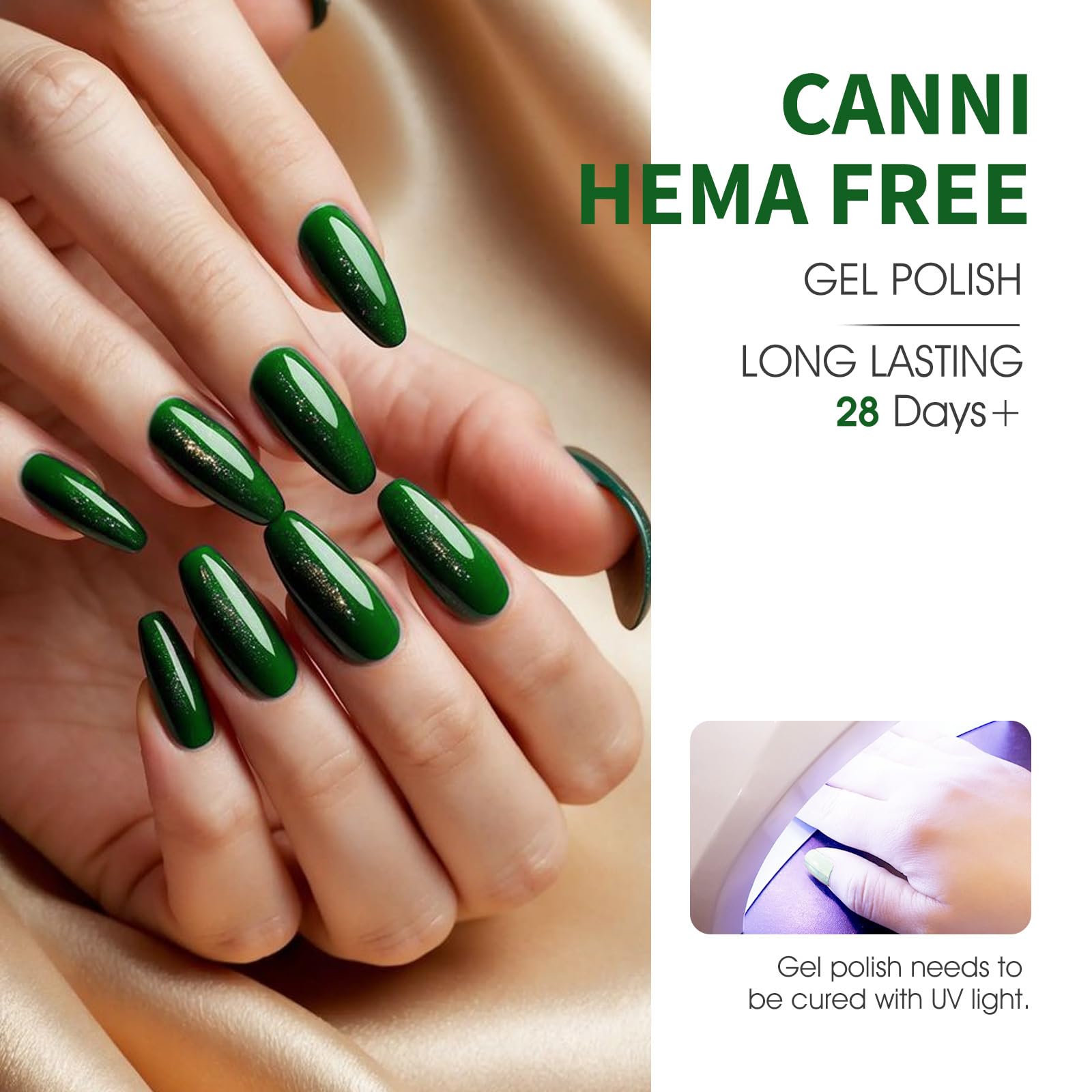 CANNI Green Gel Nail Polish Set – 6 Colors (Olive, Evergreen, Sage, Mint, Light Green), 9ml Soak-Off UV LED Gel Kit