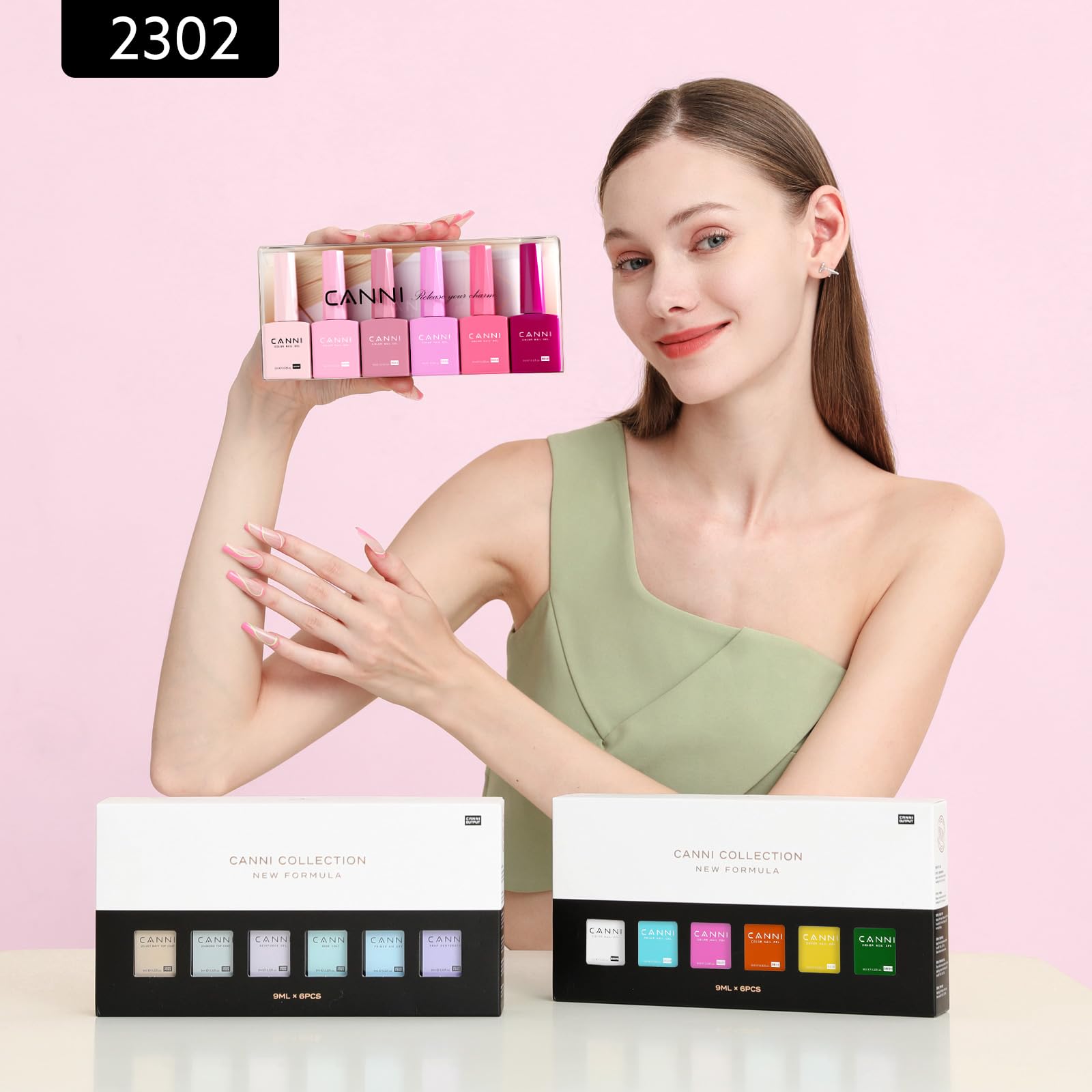 CANNI 9ml Hema-Free Gel Nail Polish Set – 6Pcs Light Pink Kit
