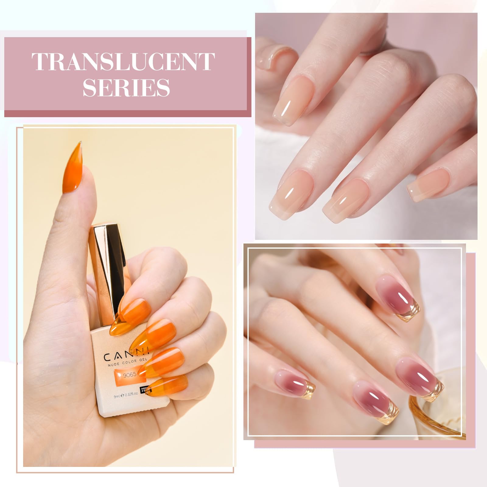 CANNI 6 Colors 9ml HEMA-free Jelly Brown Gel Nail Polish Set – LED Home Gel Kit