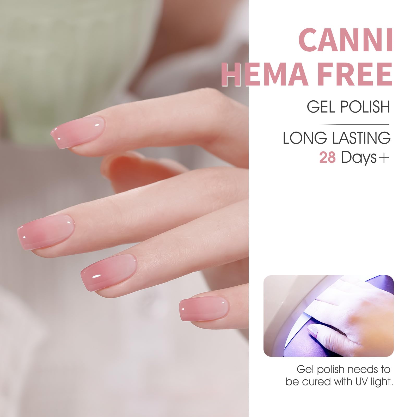 CANNI Jelly Gel Nail Polish Set – 6 Sheer Colors, 9ml Each, HEMA-Free