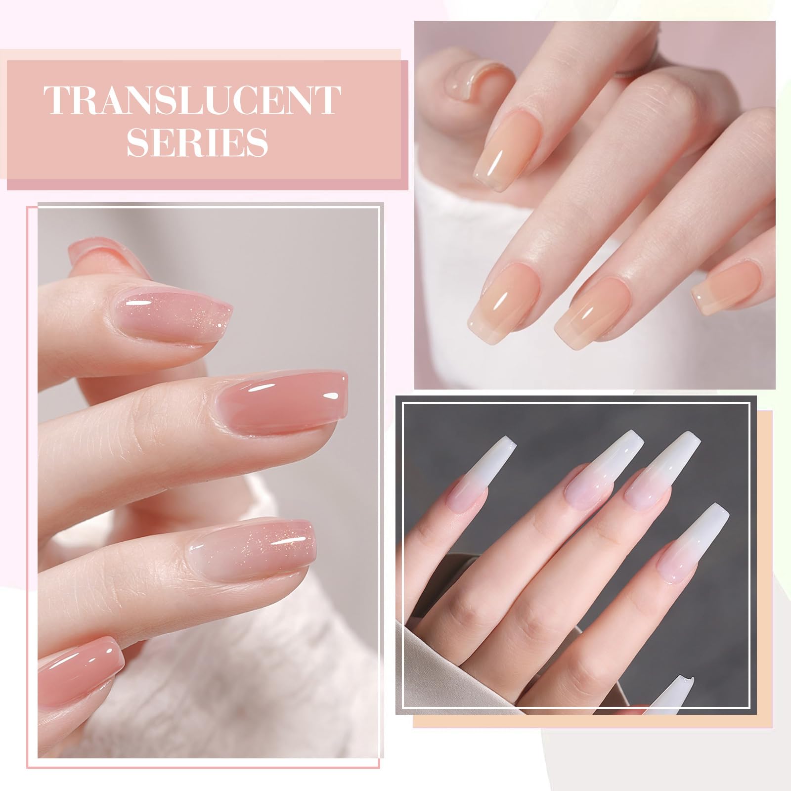 CANNI Jelly Gel Nail Polish Set – 6 Colors, 9ML, Soak Off UV/LED for French Manicure