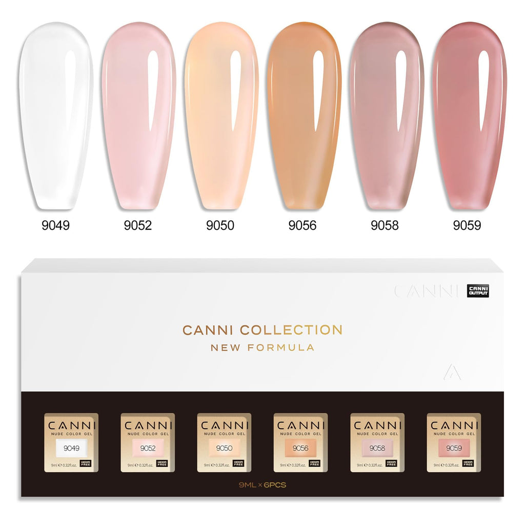 CANNI Jelly Gel Nail Polish Set – 6 Colors, 9ML, Soak Off UV/LED for French Manicure