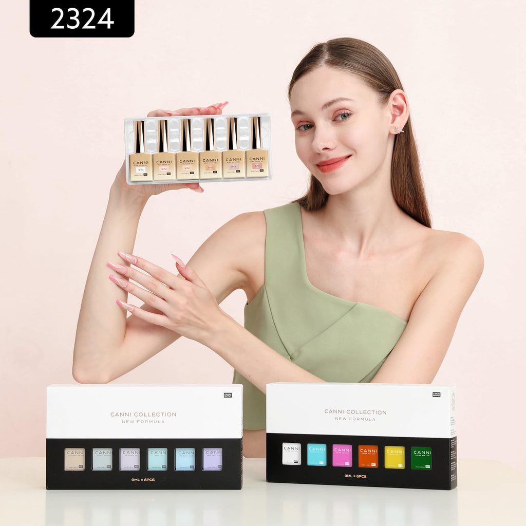 CANNI Jelly Gel Nail Polish Set – 6 Colors, 9ML, Soak Off UV/LED for French Manicure
