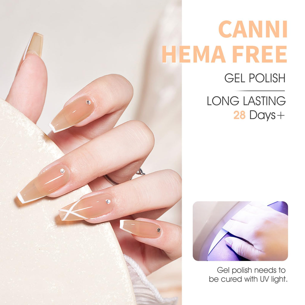CANNI Jelly Gel Nail Polish Set – 6 Colors, 9ML, Soak Off UV/LED for French Manicure