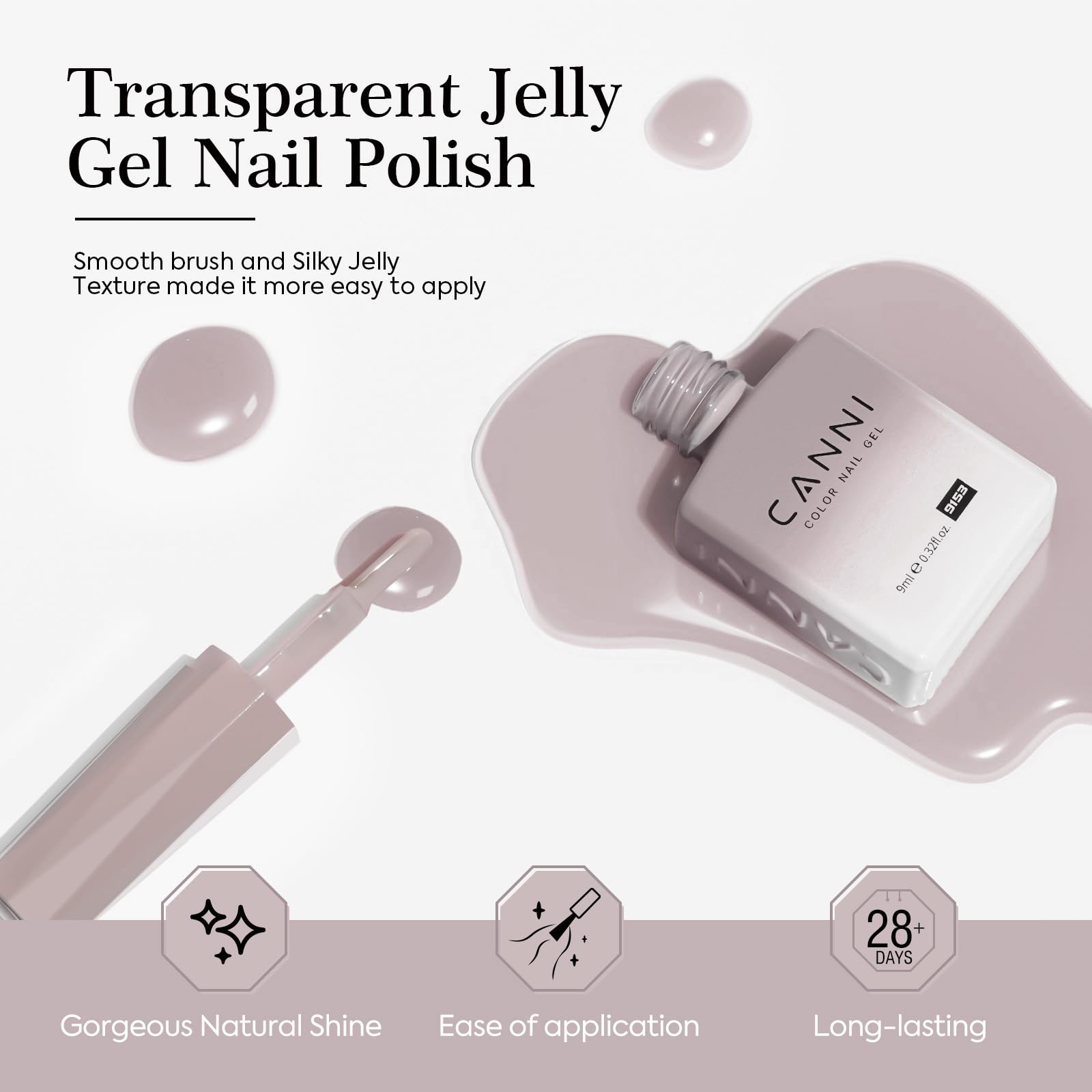 CANNI Jelly Nude Gel Nail Polish Set – 6×9ml Neutral Jelly Pink Gel Colors