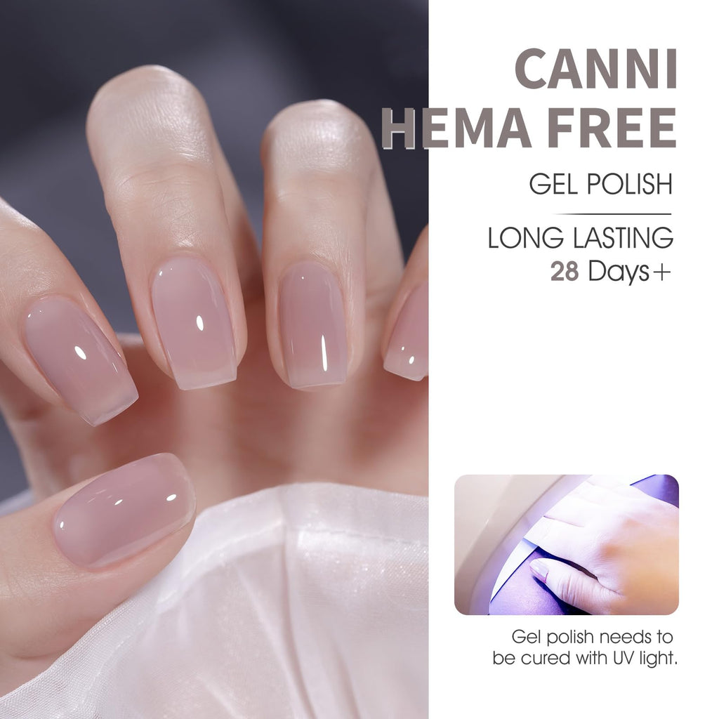 CANNI Jelly Nude Gel Nail Polish Set – 6×9ml Neutral Jelly Pink Gel Colors
