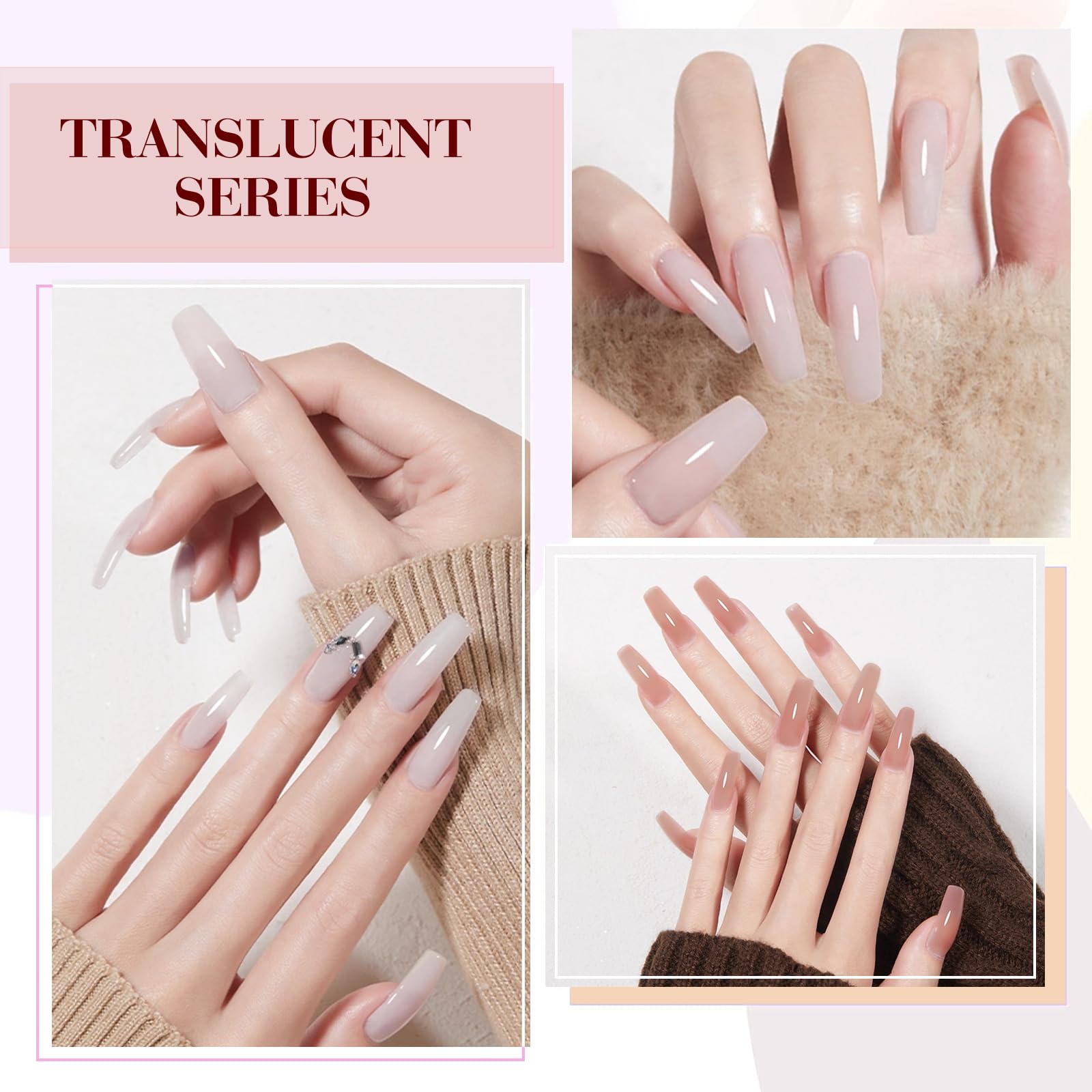 CANNI Jelly Nude Gel Nail Polish Set – 6×9ml Neutral Jelly Pink Gel Colors