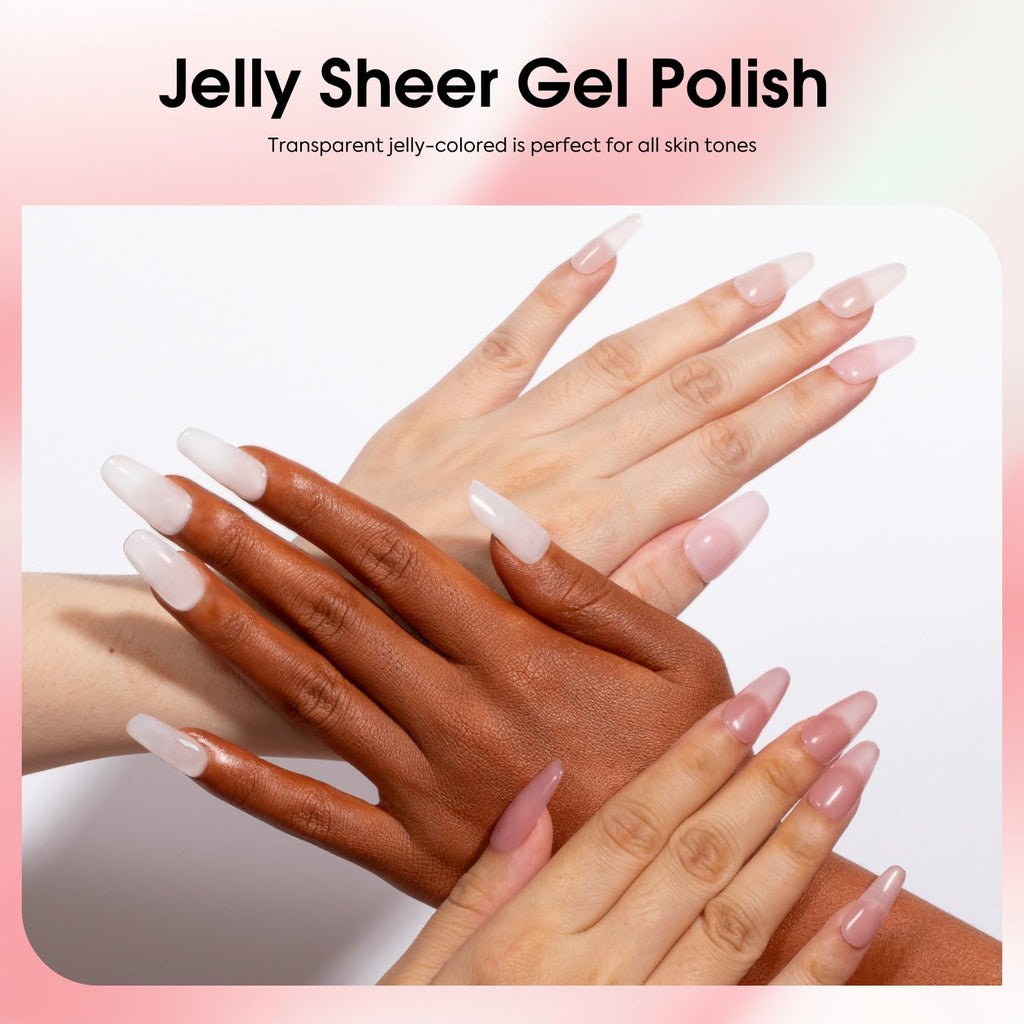 CANNI Jelly Nude Gel Nail Polish Set – 6×9ml Neutral Jelly Pink Gel Colors