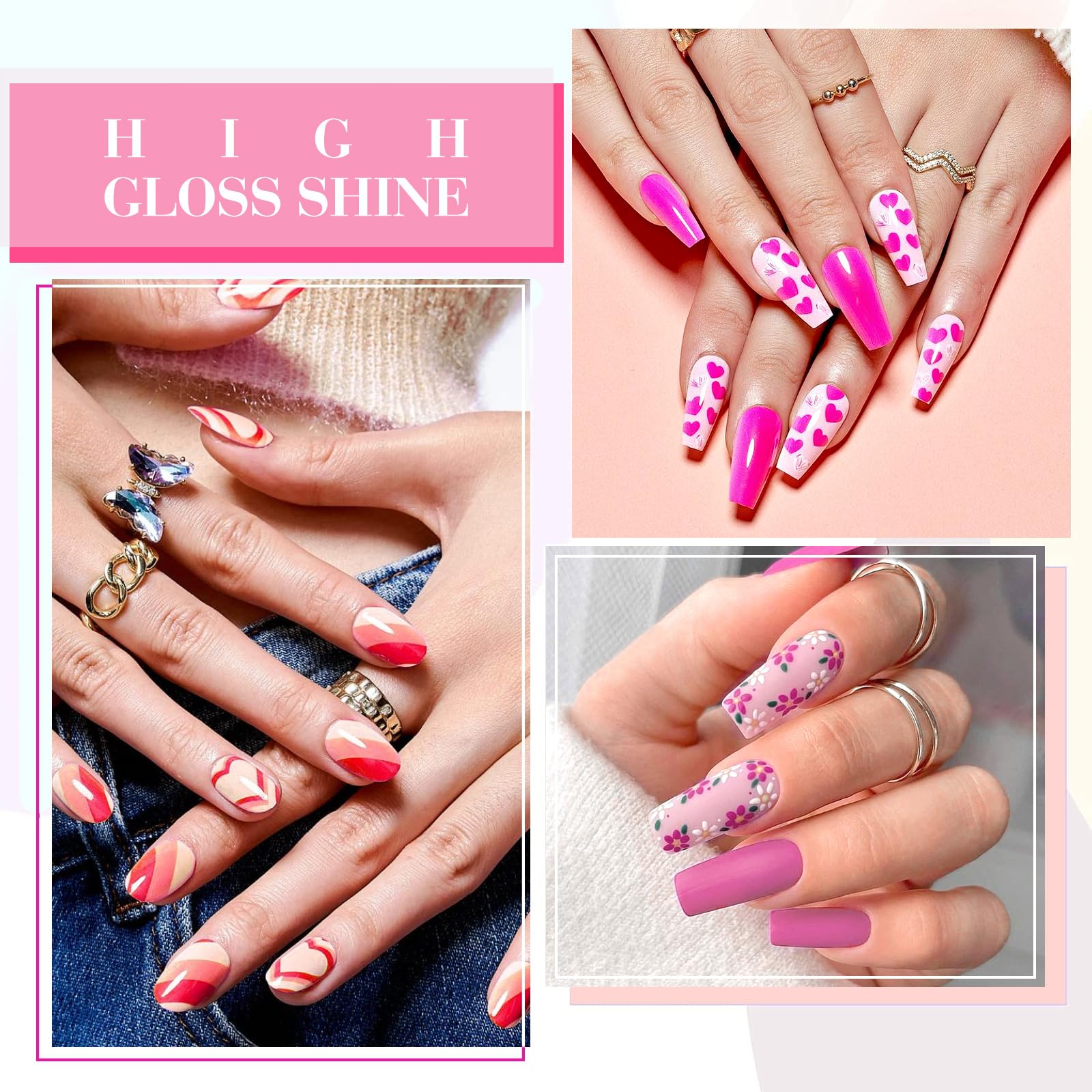CANNI 6 Colors 9ml Hema-Free Pink Gel Nail Polish Set | Soak Off LED Kit