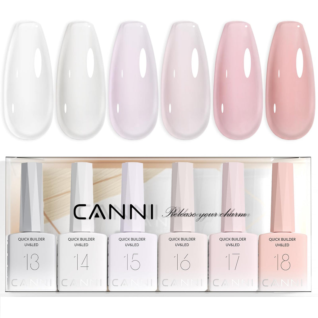 CANNI Quick Builder Nail Gel Set – 6x9ml for Nails Strengthening, Extensions & DIY Home Manicure