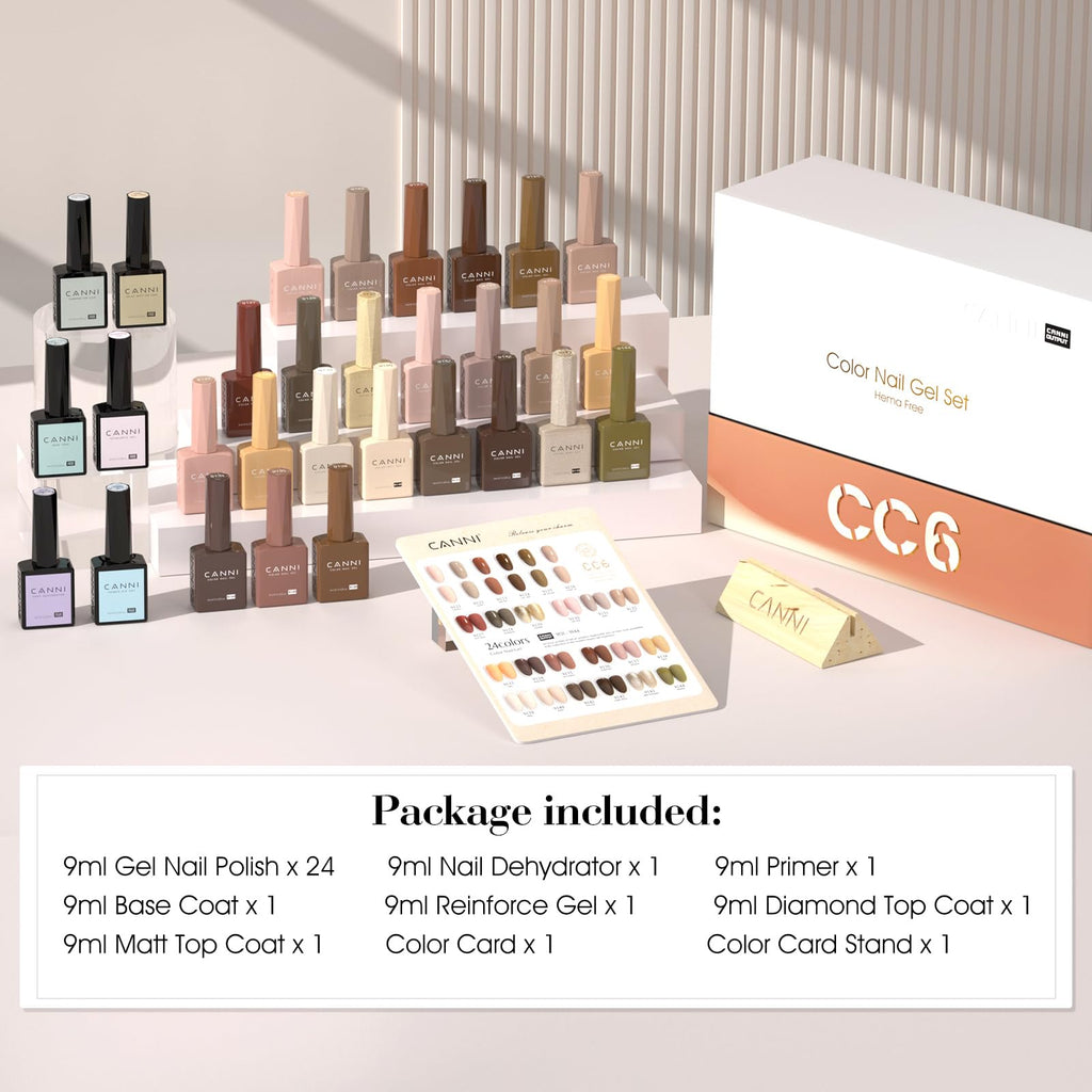 CANNI 30Pcs 9ml Hema-Free Gel Nail Polish Set – Soak-Off LED Kit for Home Manicure