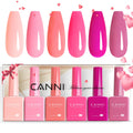 CANNI 6 Colors 9ml Hema-Free Pink Gel Nail Polish Set | Soak Off LED Kit