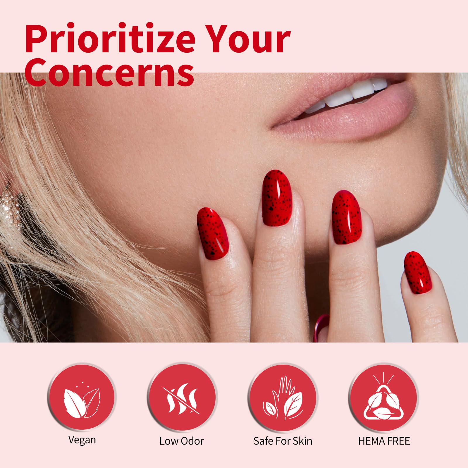 CANNI 6 Colors 9 ml Hema-Free Glitter Red Gel Nail Polish Set – Soak Off LED Gel Kit for Home Manicure
