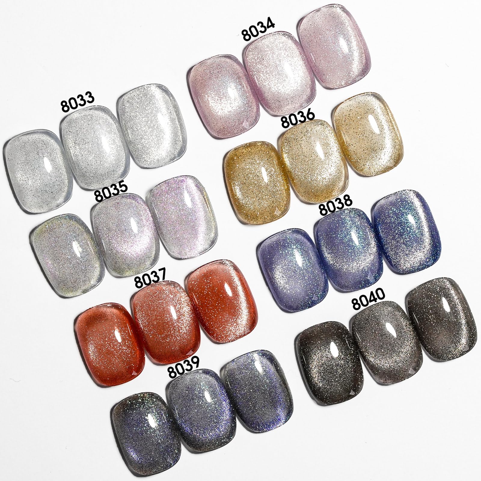CANNI 8 Pcs 9ml Cat Eye Gel Nail Polish Set – Magnetic Shimmer Colors for DIY Salon Manicures