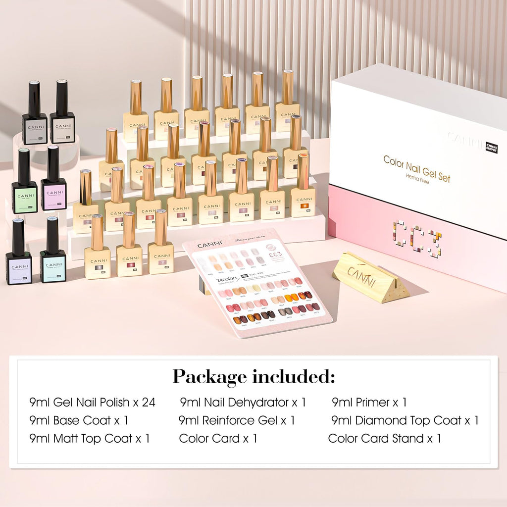 CANNI CC3 Jelly Gel Nail Polish Set - 30Pcs Hema-Free, High-Gloss, Soak Off UV