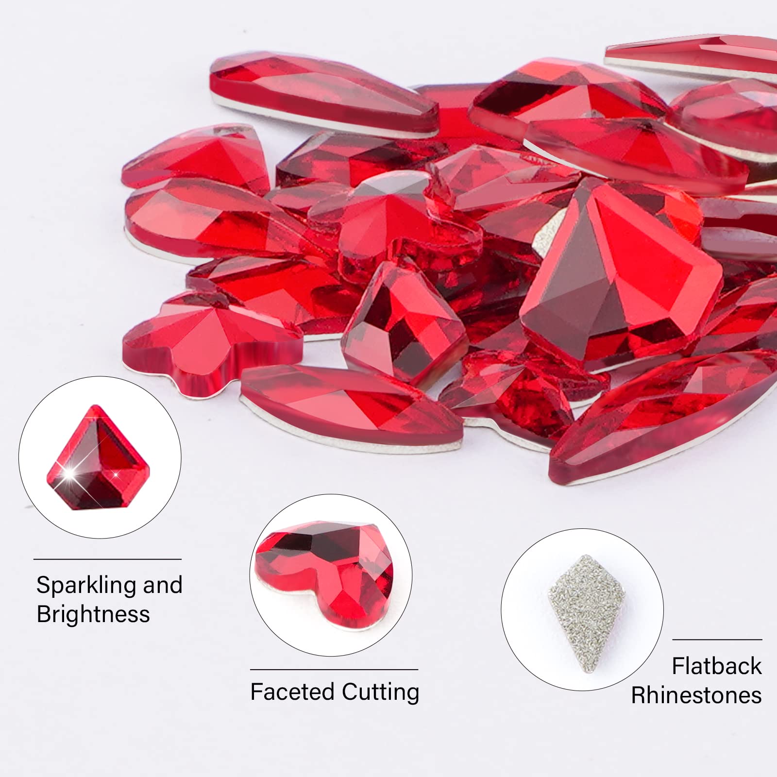 CANVALITE 2900Pcs Red Rhinestones Nail Art Kit – 18 Styles, 2720 Flatback Crystals, Tweezers & Picker