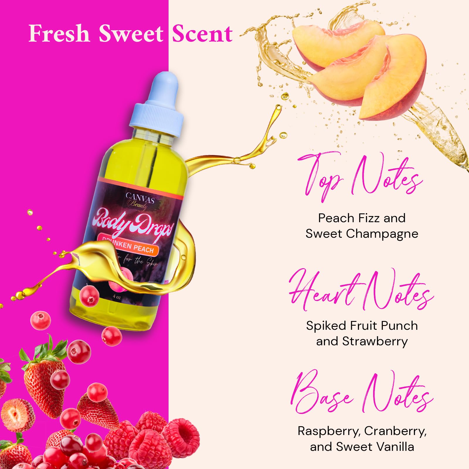 Canvas Beauty Body Drops Drunken Peach | Coconut & Jojoba Oils