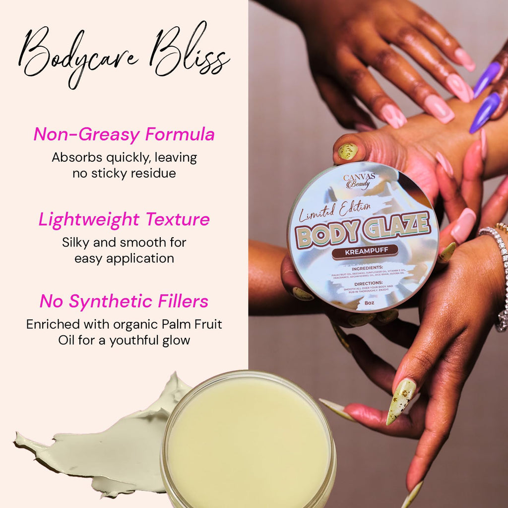Canvas Beauty Kreampuff Body Glaze – Moisturizing Non-Greasy Body Butter for Soft, Glowy Skin