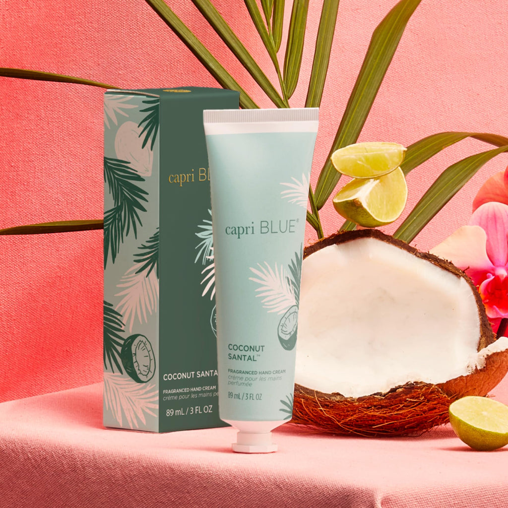Capri Blue Flora Edit Moisturizing Hand Creams Travel Size – Coconut Santal, 3 oz Pack of 2