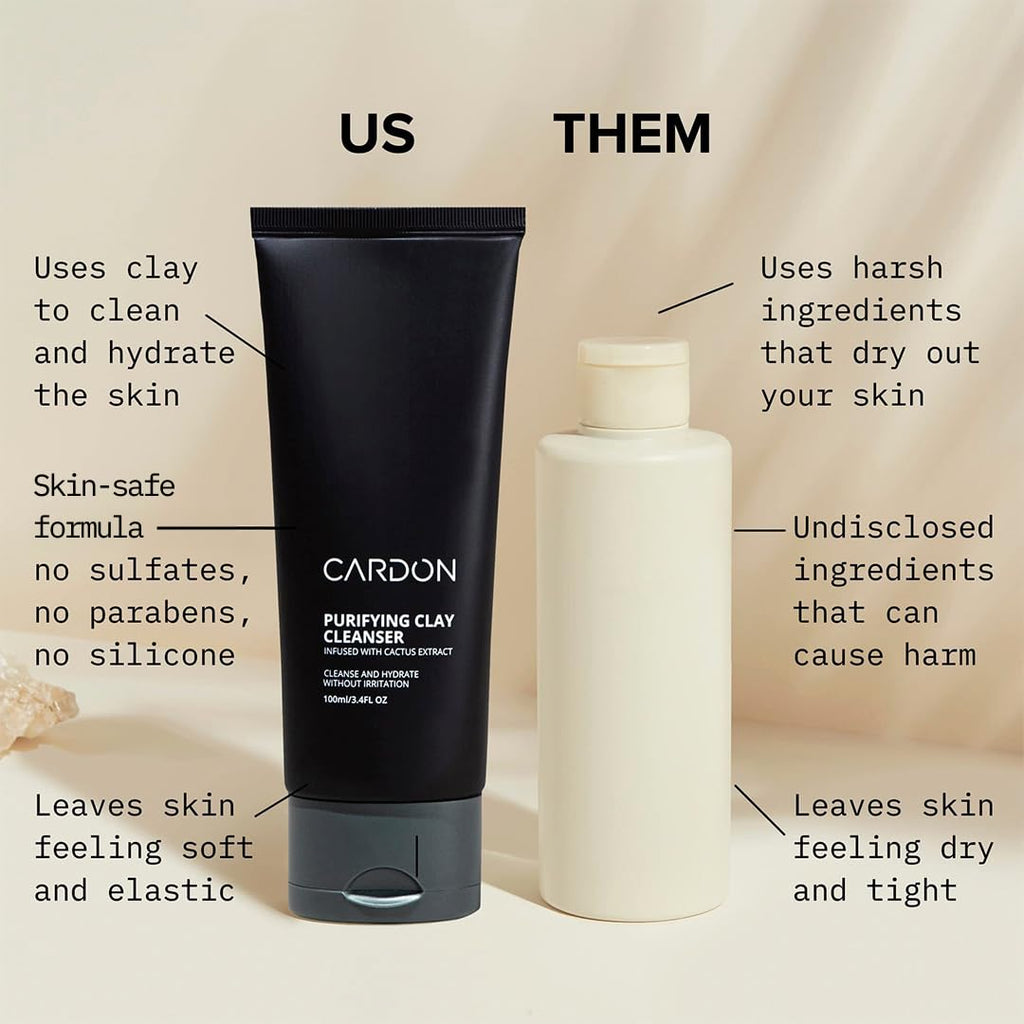 Cardon Men's Deep Pore Cleaning Clay Face Wash — 4x Better Than Charcoal