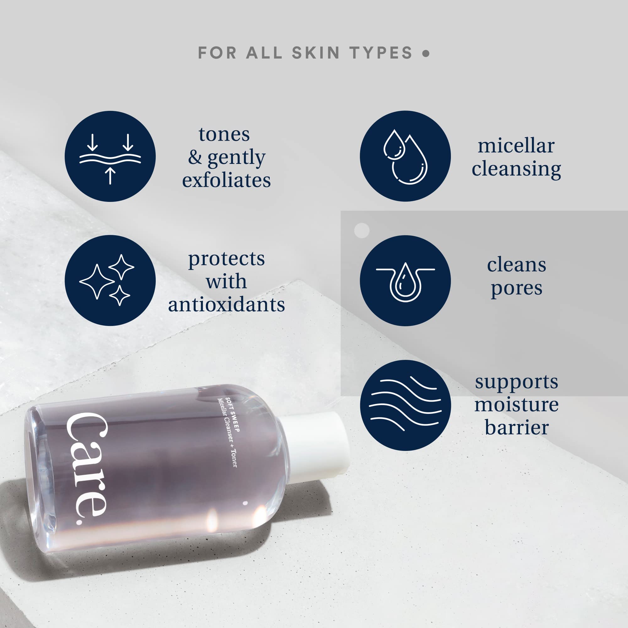 Care Skincare Soft Sweep Micellar Cleanser & Toner – Alcohol-Free, Hydrating, Rinse-Free (8 fl oz)