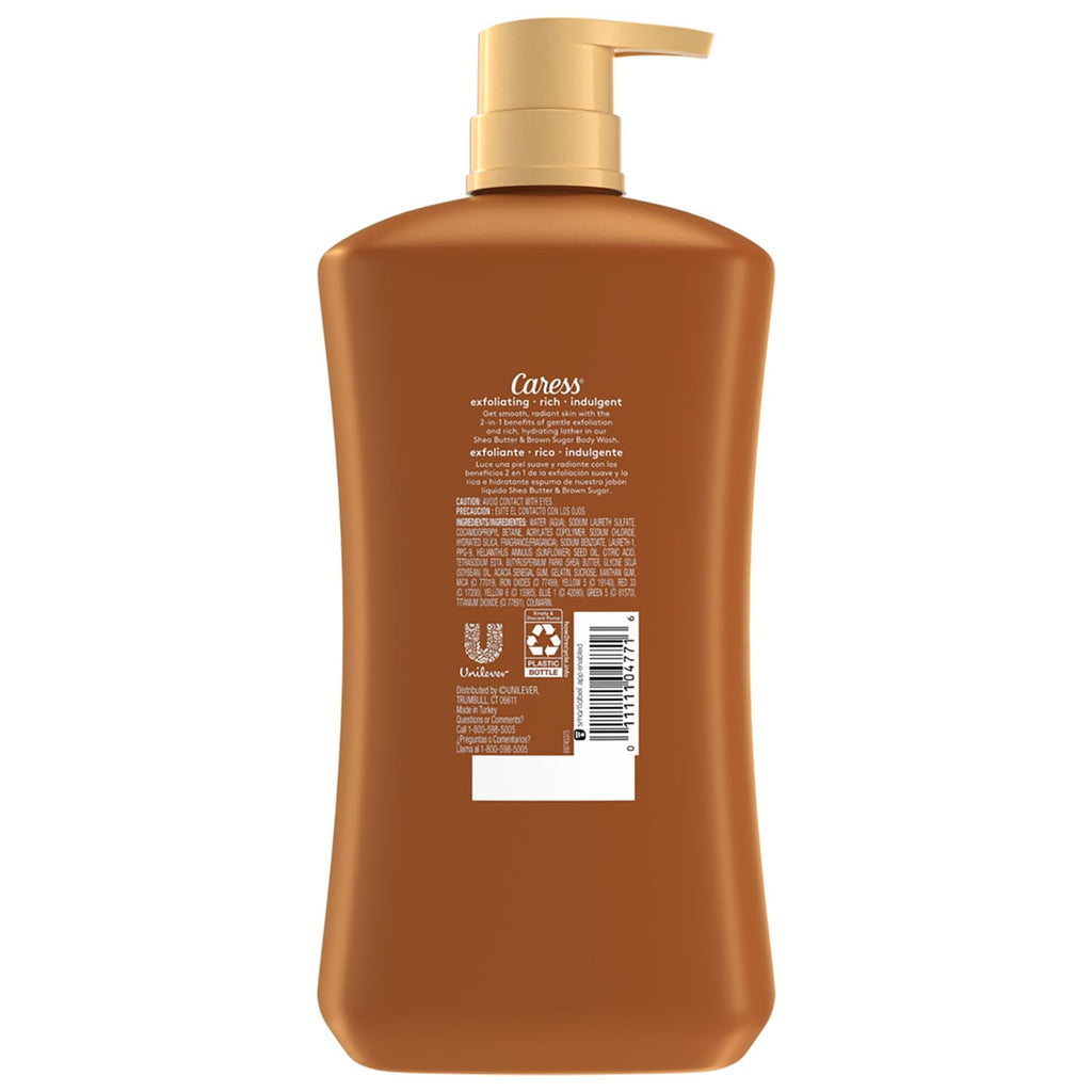 Caress Body Wash – Shea Butter & Brown Sugar 2-Pack (30 oz) | Moisturizing Exfoliating Shower Gel