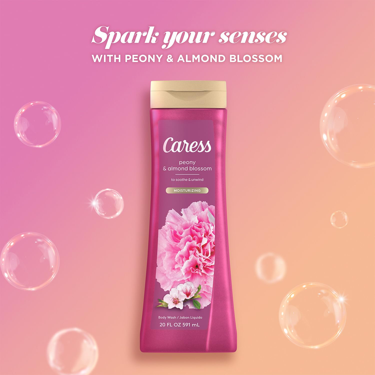 Caress Moisturizing Peony & Almond Blossom Body Wash – 20oz Pack of 2