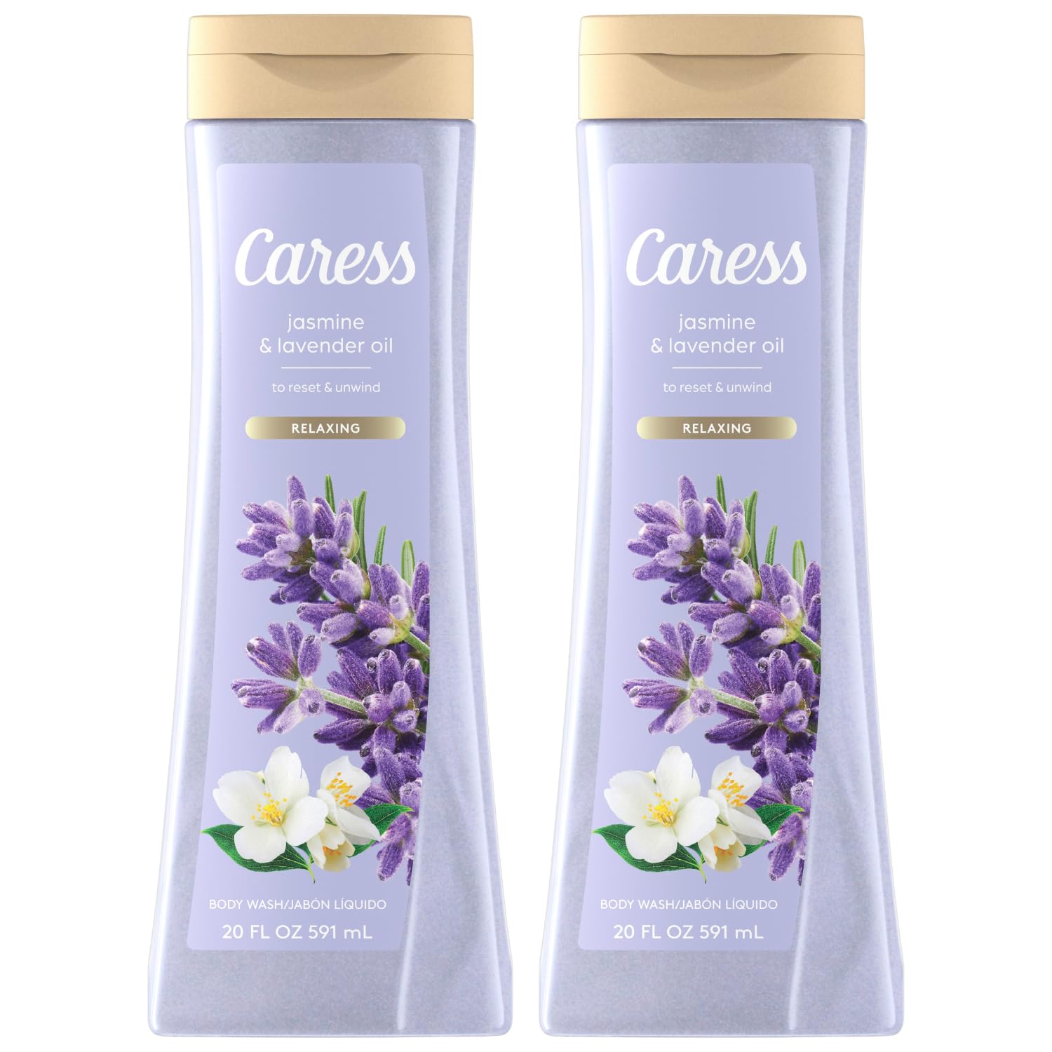 Caress Body Wash – Relaxing Jasmine & Lavender, 2-Pack, 40 oz total