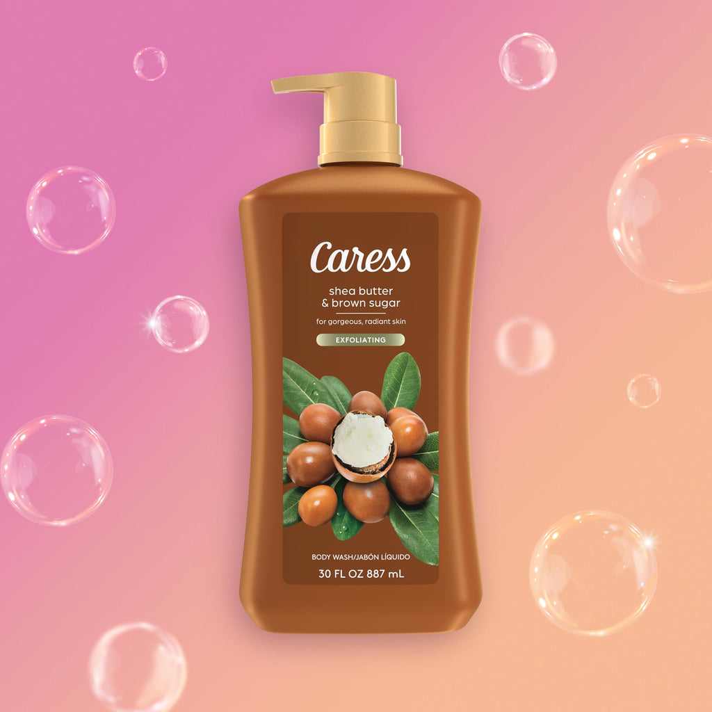 Caress Body Wash – Shea Butter & Brown Sugar 2-Pack (30 oz) | Moisturizing Exfoliating Shower Gel