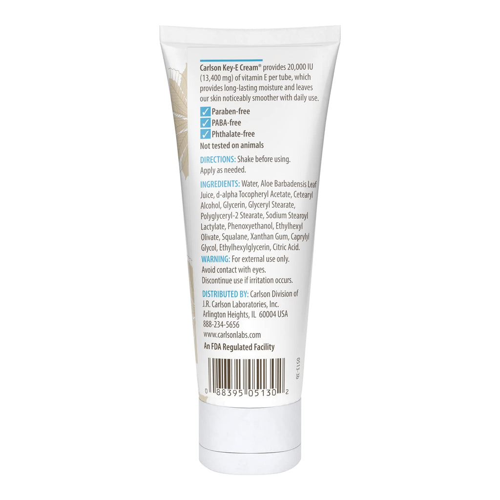 Carlson Key-E Hand & Body Cream – Vitamin E 20,000 IU & Organic Aloe, Fragrance-Free, 4 oz (Pack of 2)