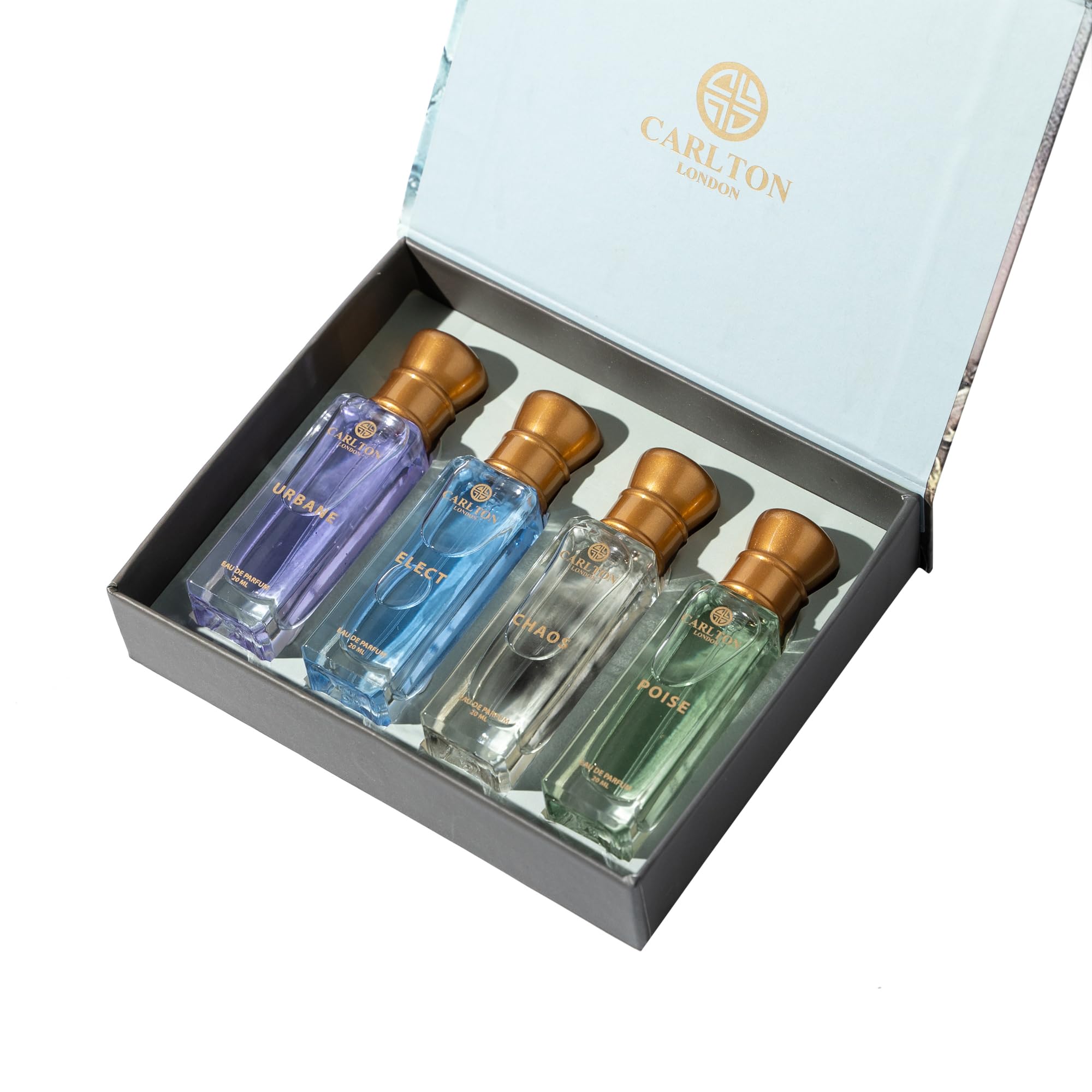 Carlton London Elite Perfume Gift Set – 4x20ml Unisex EDP, Travel-Size, Long-Lasting Fragrance Collection