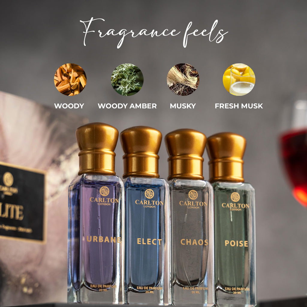 Carlton London Elite Perfume Gift Set – 4x20ml Unisex EDP, Travel-Size, Long-Lasting Fragrance Collection