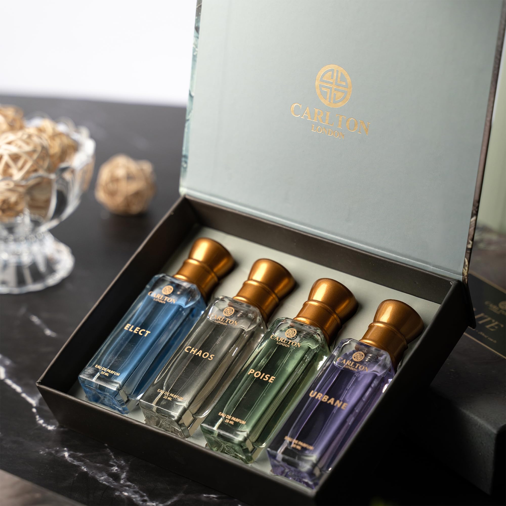 Carlton London Elite Perfume Gift Set – 4x20ml Unisex EDP, Travel-Size, Long-Lasting Fragrance Collection