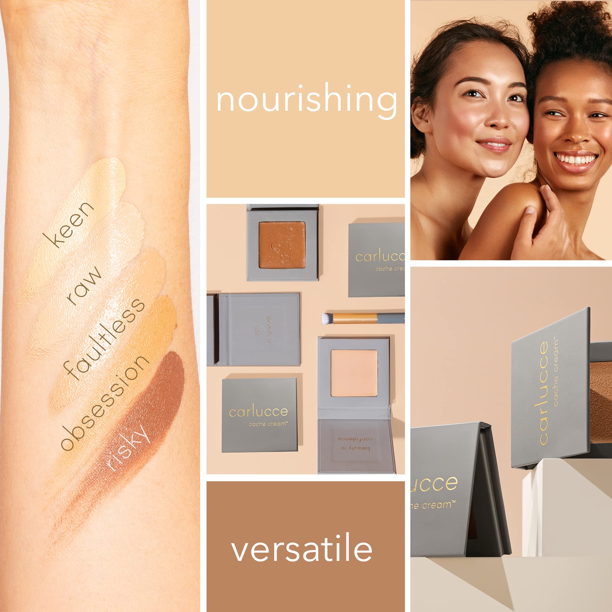 Carlucce Cache Cream 3-in-1 Palette | Foundation, Concealer & Primer (Medium) | Vegan & Cruelty-Free