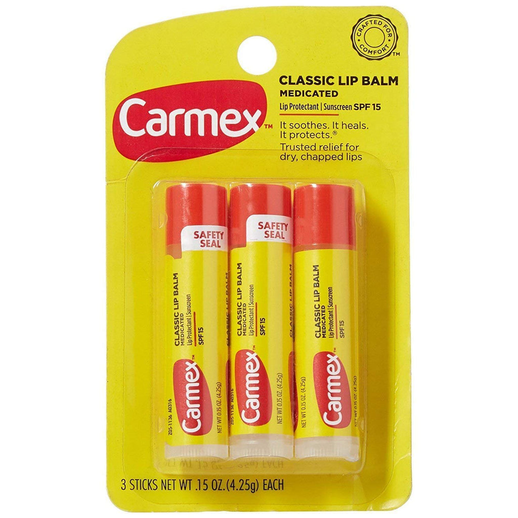 Carmex Lip Balm Original – Moisturizing 0.15 oz Stick, 4 Packs of 3
