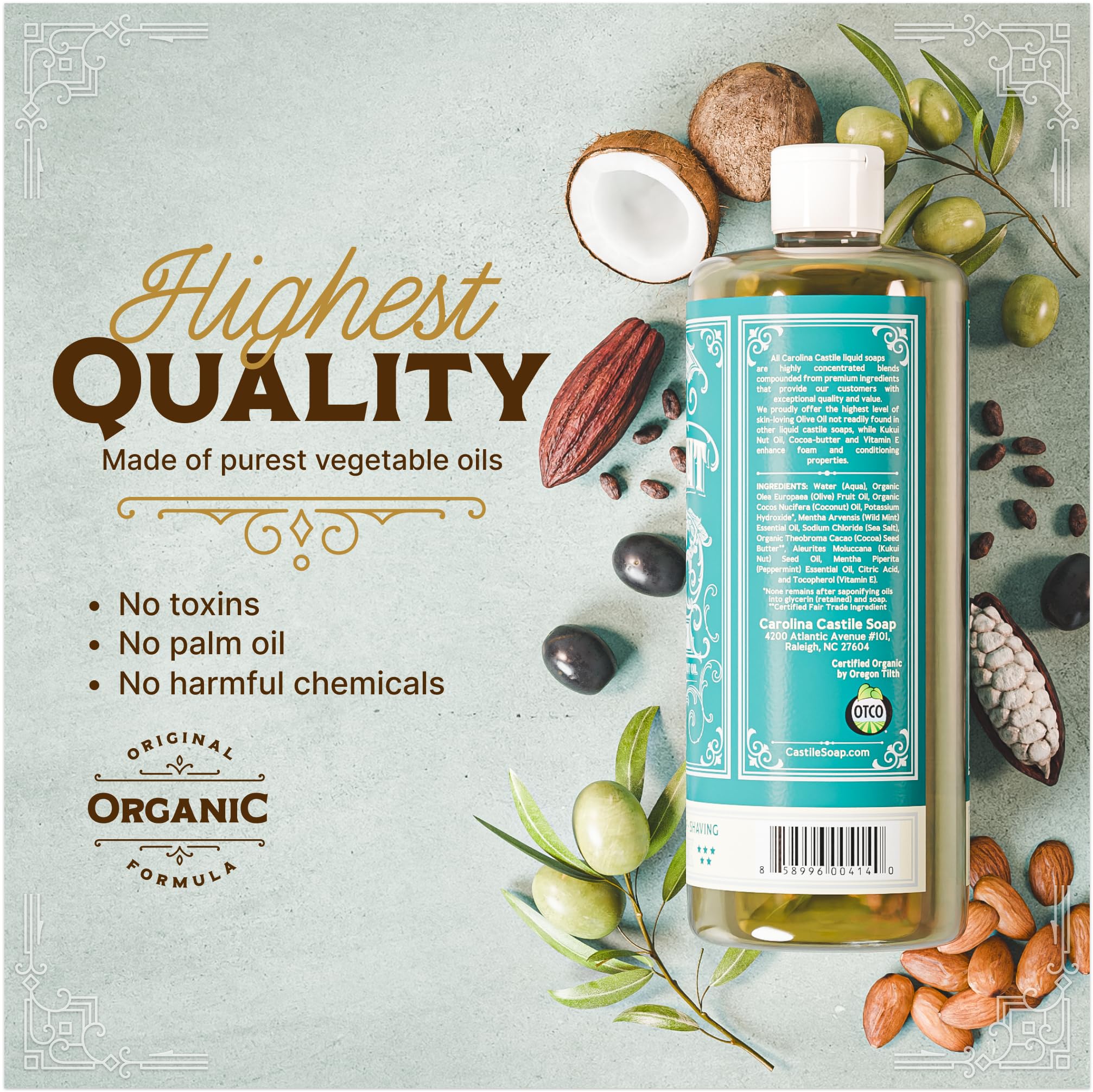 Carolina Castile Soap Peppermint – Organic Olive Oil Castile Liquid Soap