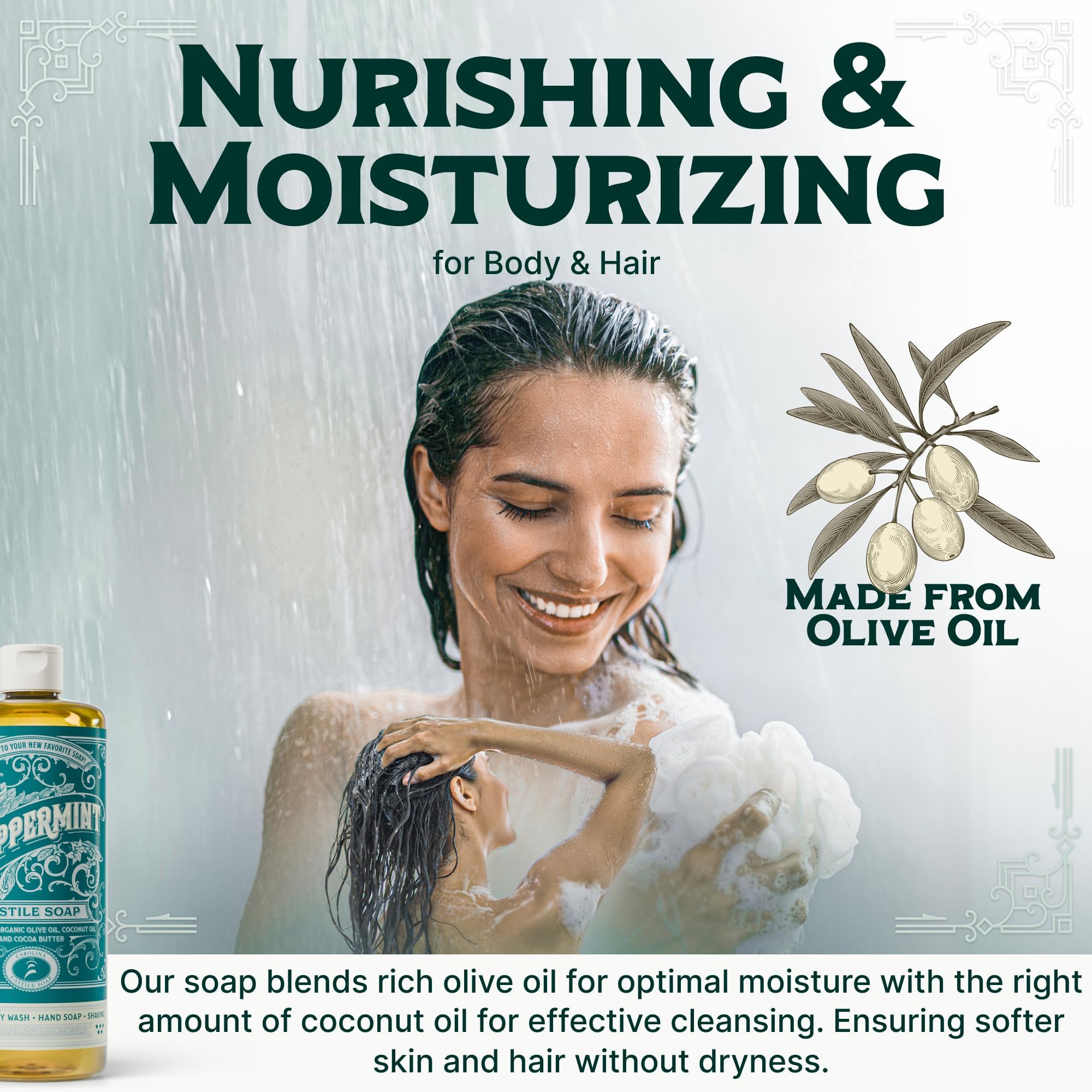 Carolina Castile Soap Peppermint – Organic Olive Oil Castile Liquid Soap