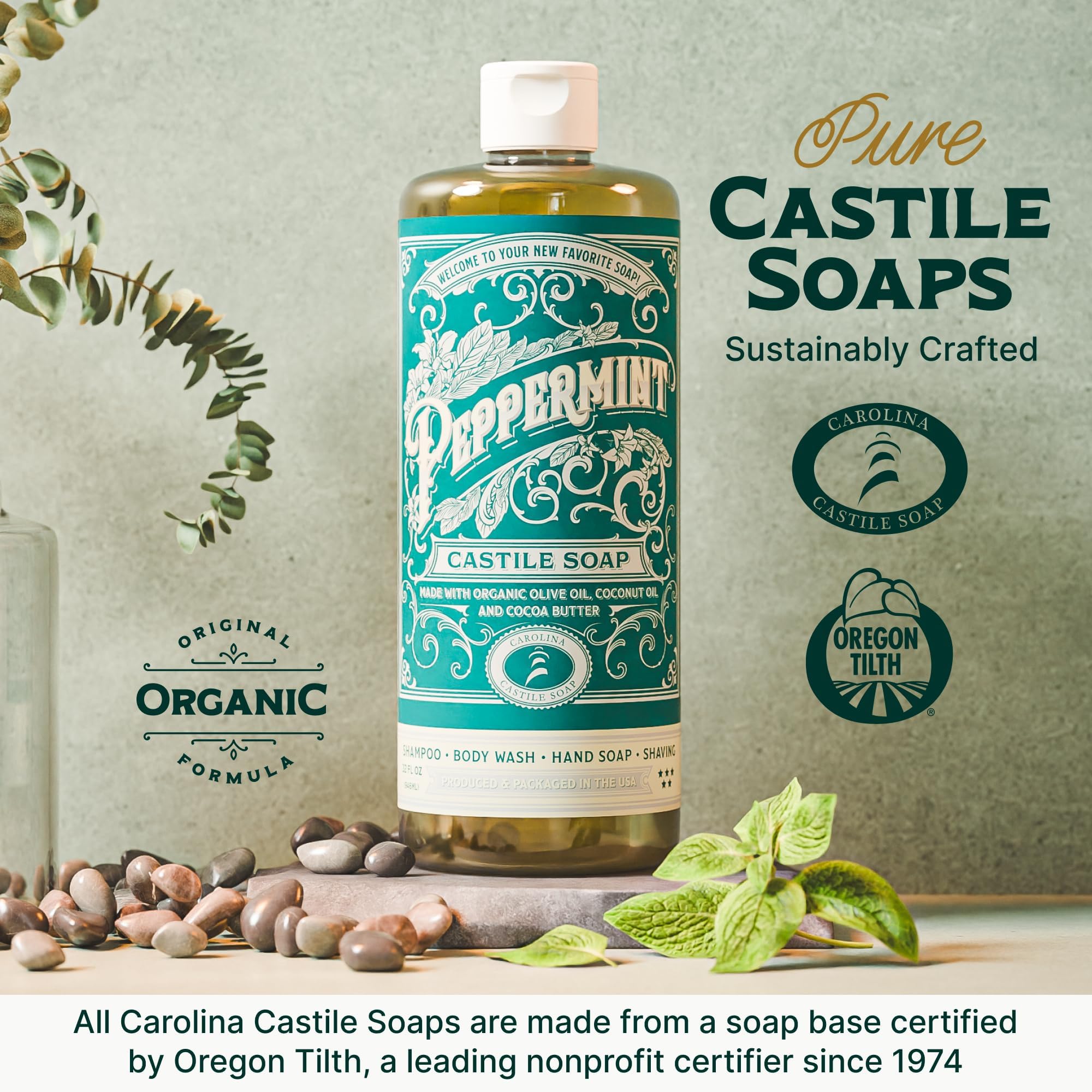 Carolina Castile Soap Peppermint – Organic Olive Oil Castile Liquid Soap