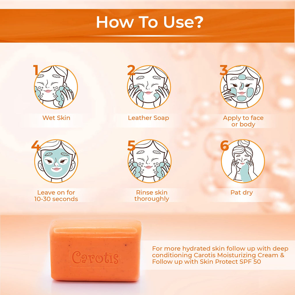 CAROTÏS Exfoliating Soap 200g – Pack of 2, Vitamin A & Carrot Oil for Radiant Skin