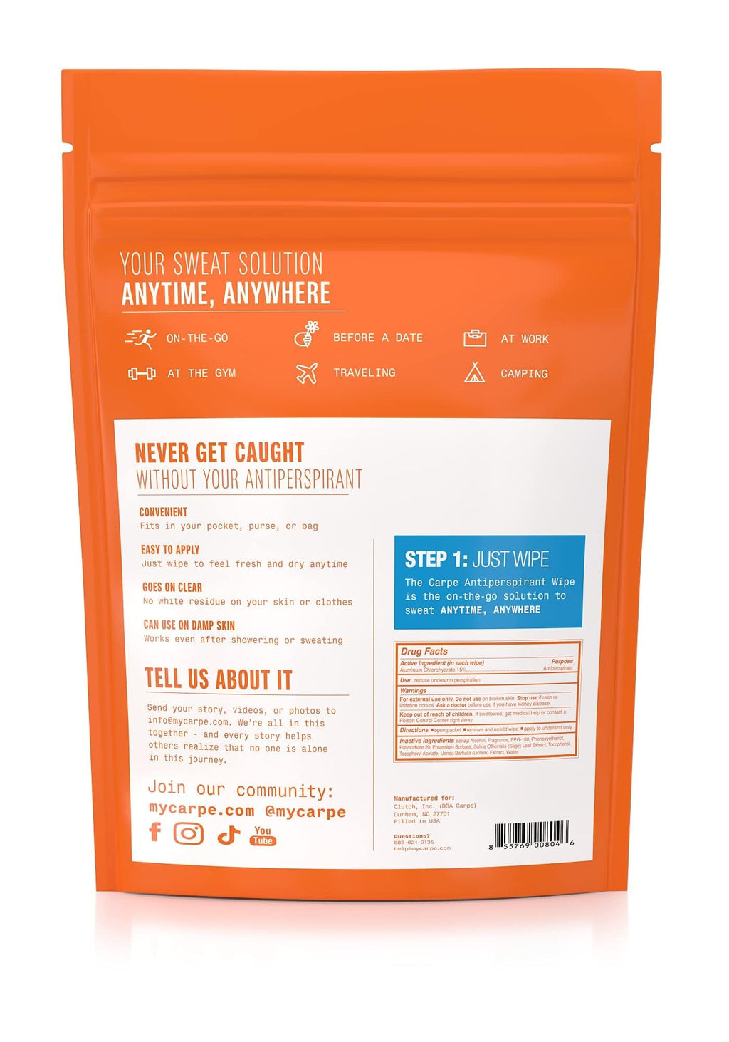 Carpe On-The-Go Antiperspirant Underarm Wipes – Pack of 2 Boxes | Sweat Relief On The Move