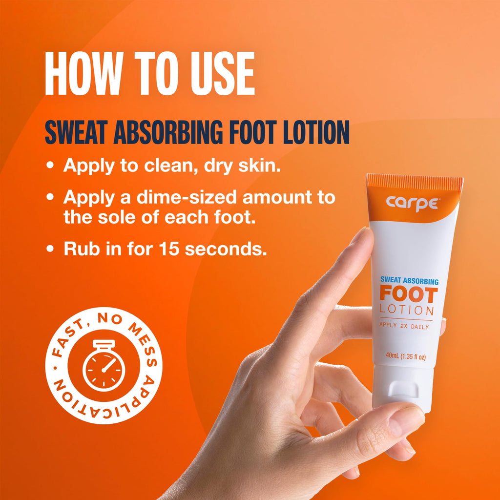 Carpe Sweat Absorbing Foot Lotion – Dermatologist-Recommended, Pack of Two