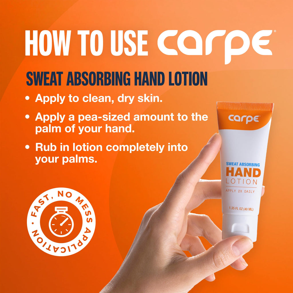 Carpe Sweat Absorbing Hand Lotion (Pack of 2) – Dermatologist-Recommended, Quick-Drying, Non-Irritating